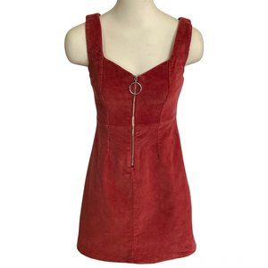Iris Burnt Orange Corduroy Zip Up Sleeveless Mini Dress Size S